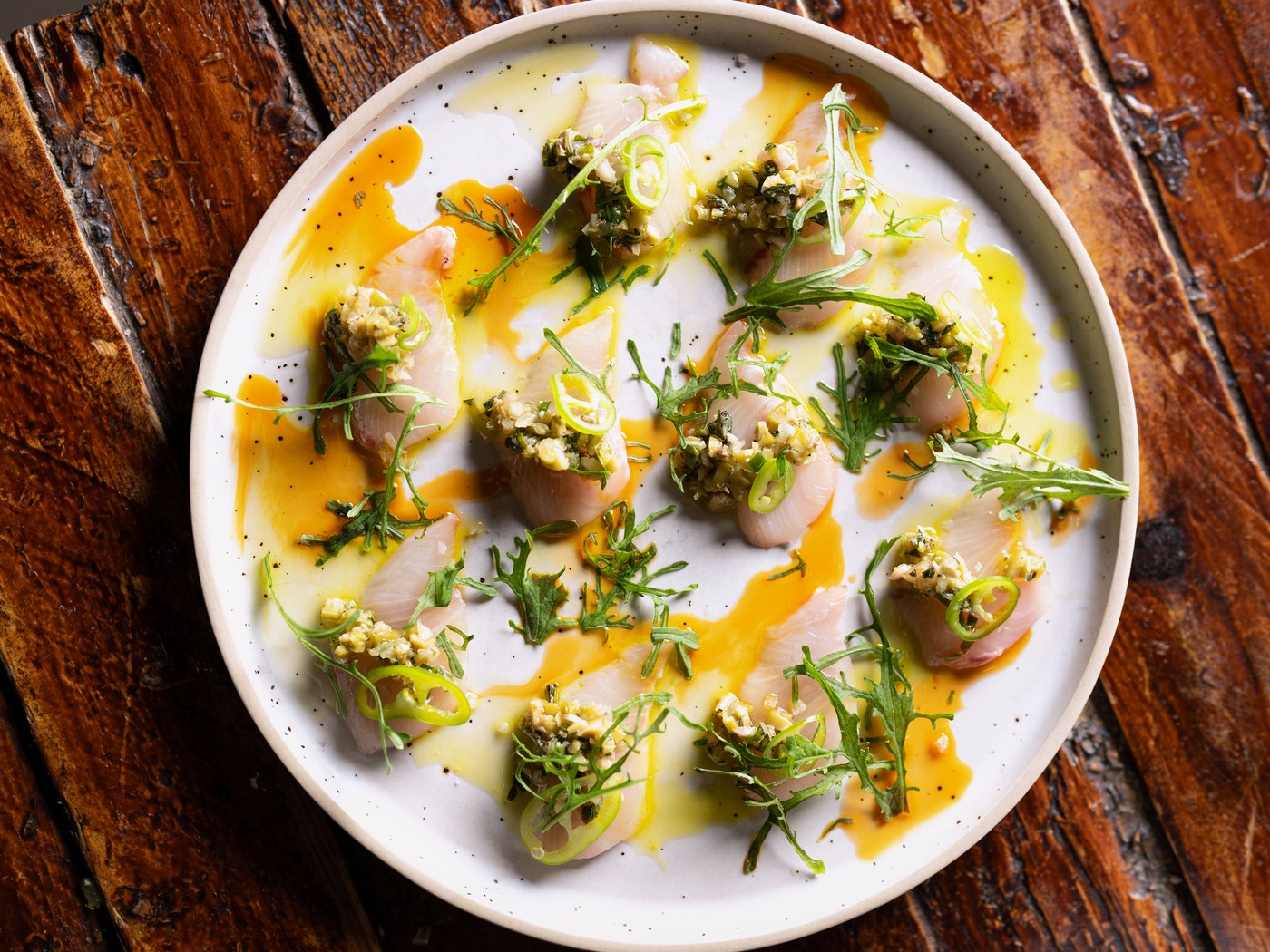 Fish crudo with citrus and herbs